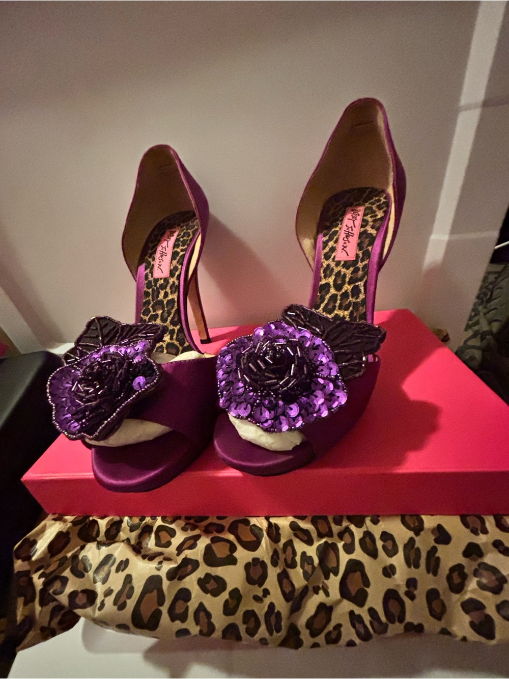 Betsy Johnson Peeptoe purple heels
